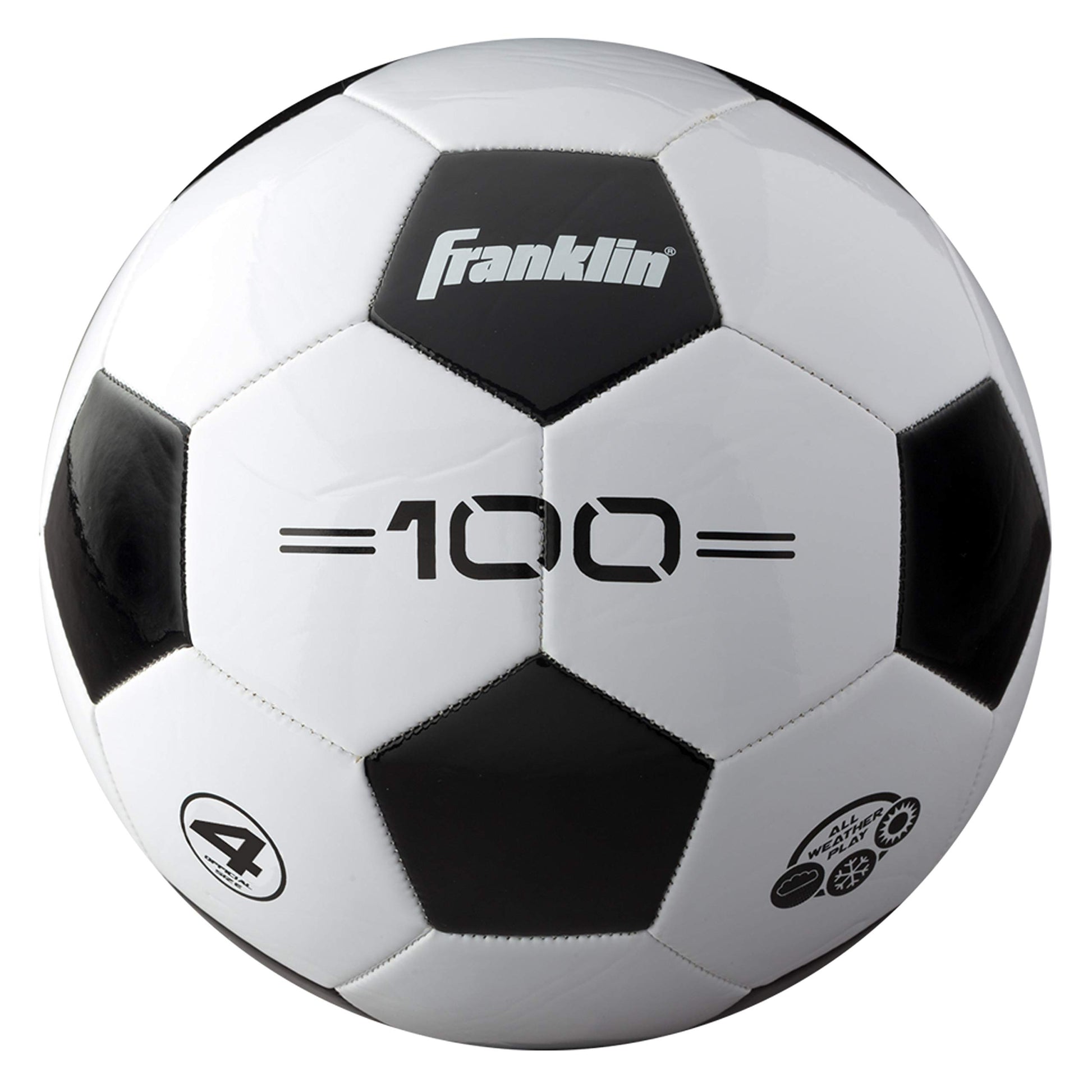 Franklin Sports Competition F-100 Balón de fútbol, Talla 4, 12 balones deshinchados con Bomba, Blanco, 4
