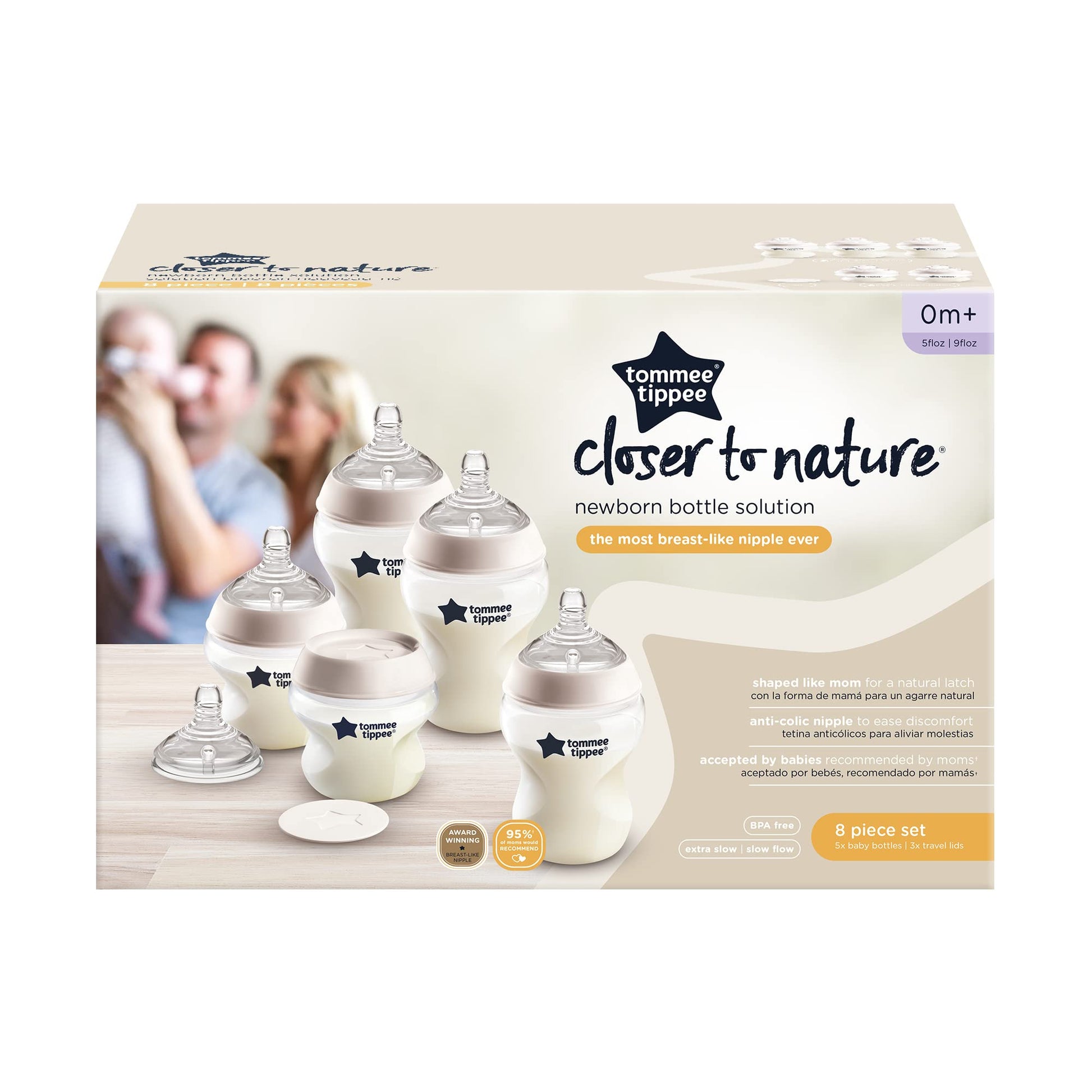 Kit de Biberones Tommee Tippee Naturaleza Bebé Anticólicos con Pezones Similares a Pechos