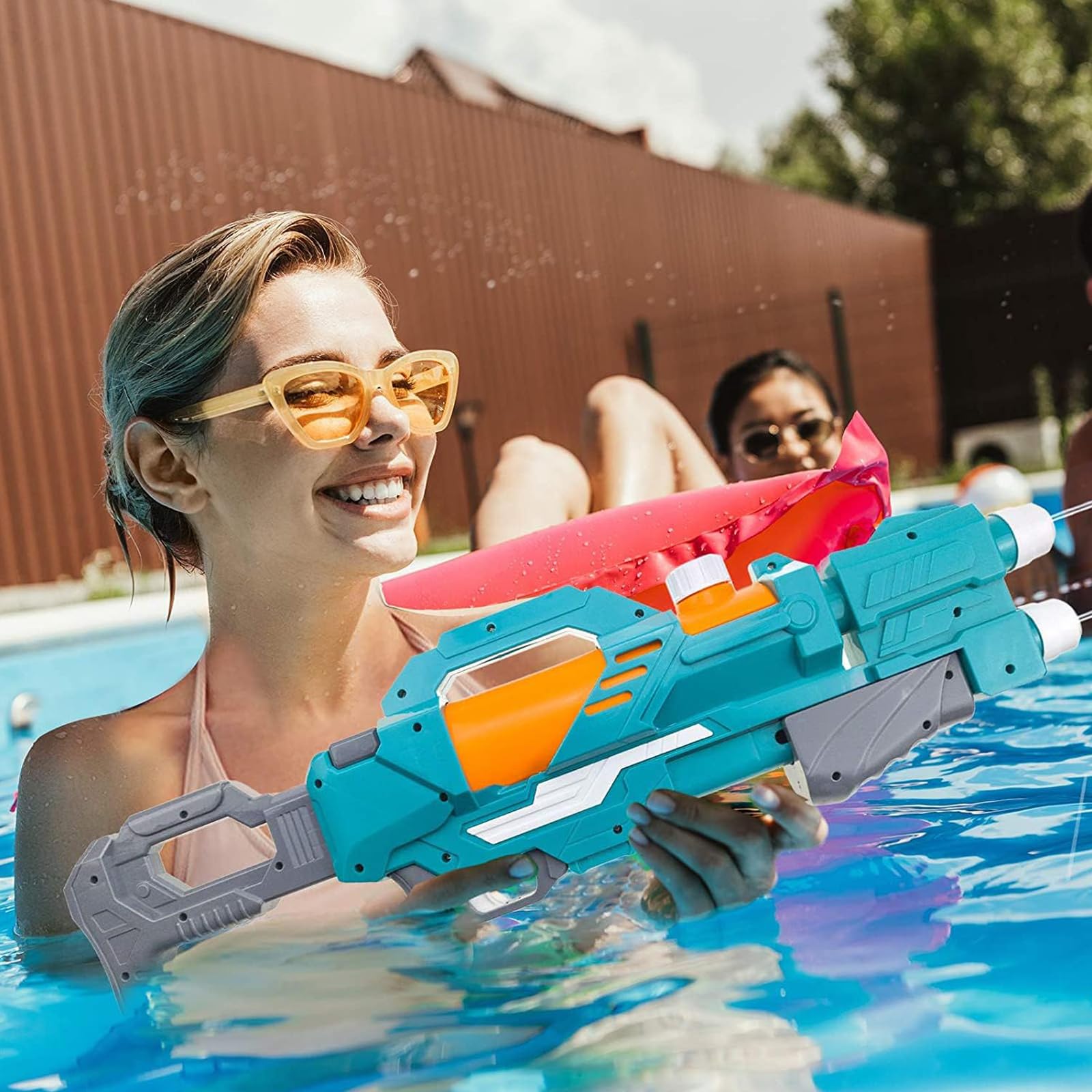 Pistola de Agua SANTSHINE Azul de Alta Capacidad con Dos Boquillas para Niños y Adultos