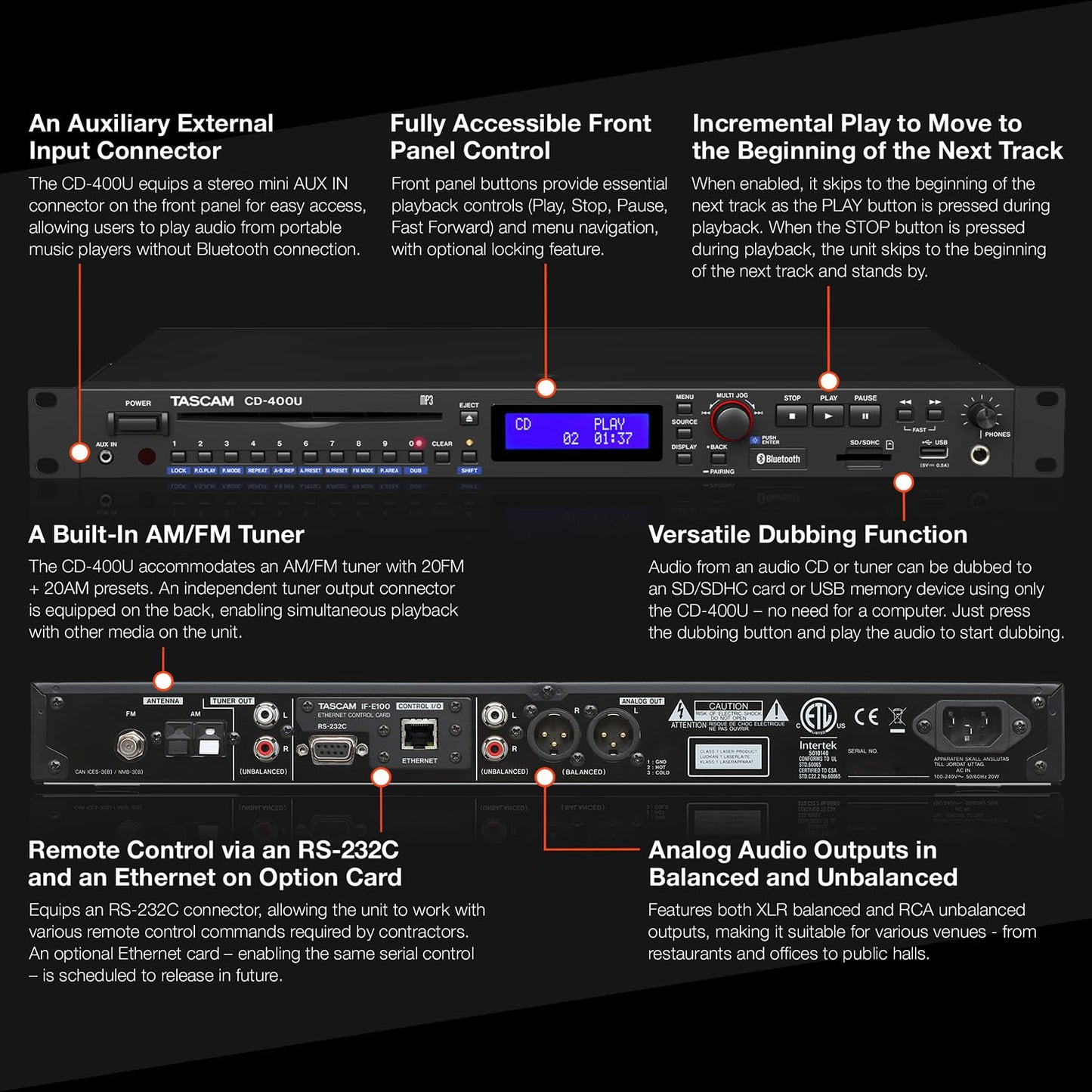 TASCAM CD-400U Reproductor de Cd