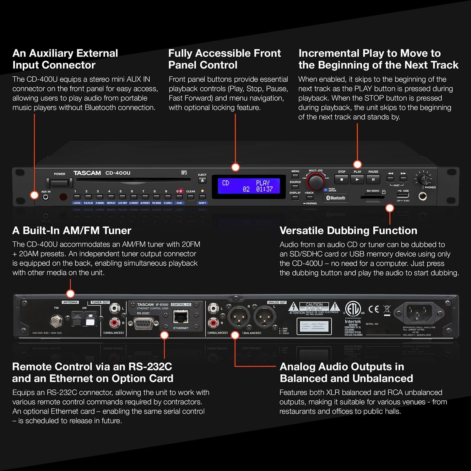 TASCAM CD-400U Reproductor de Cd