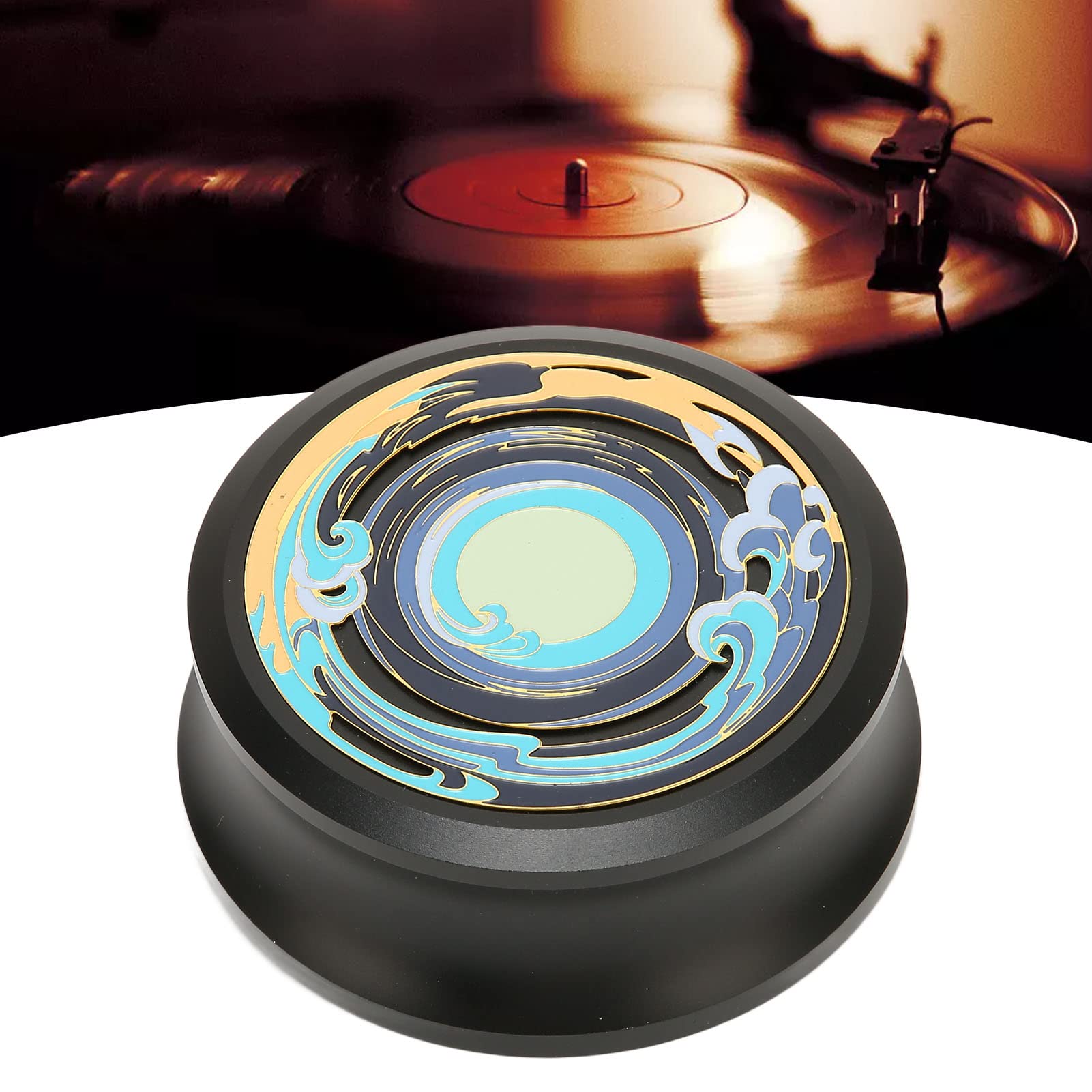Estabilizador de Disco LP con Almohadilla Inferior de Silicona HiFi Negro