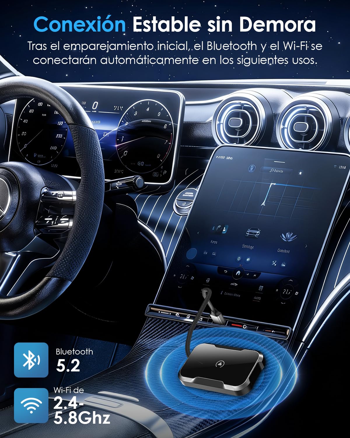 Adaptador CarPlay Inalámbrico NKMSAGE 2026 para Auto