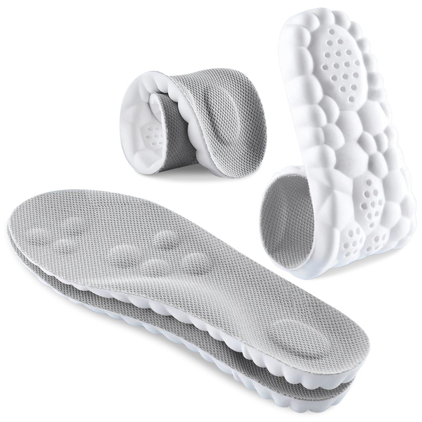 Plantillas Ortopédicas Unisex Espuma Viscoelástica Gris Alivio del Dolor y Comodidad