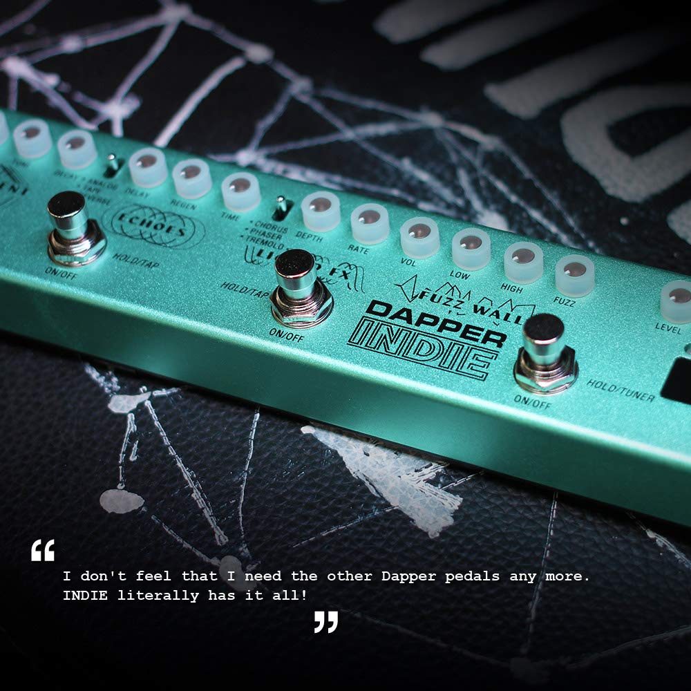 Valeton - Pedal de guitarra multiefectos Dapper Indie of Distortion Reverb Delay Chorus Fuzz and Phaser Tremolo para indie Ambient Psicodélico Grunge Post Rock Stoner Metal Retro tono alternativo