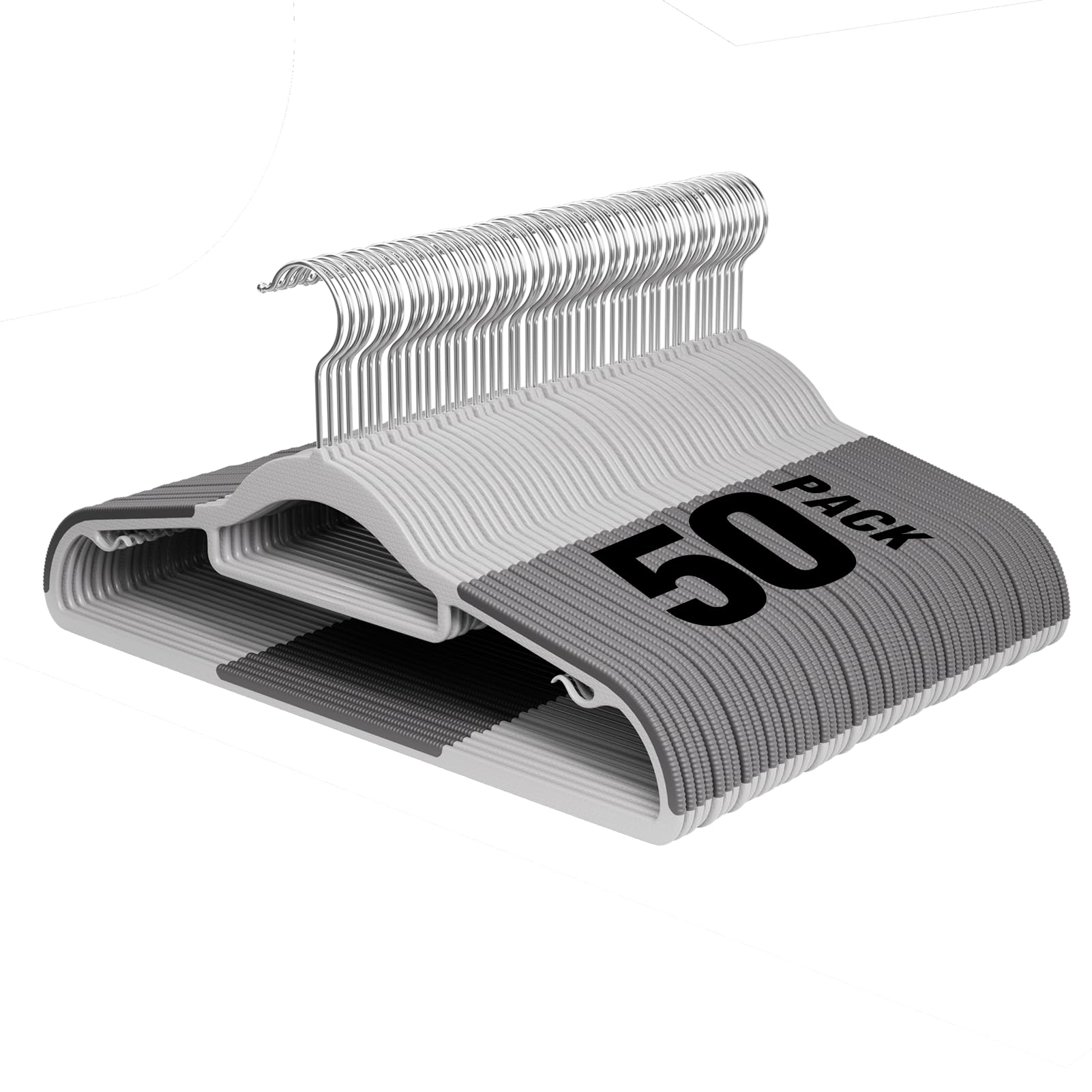 UEAKPIC - Perchas de plástico, paquete de 50, color gris claro y oscuro
