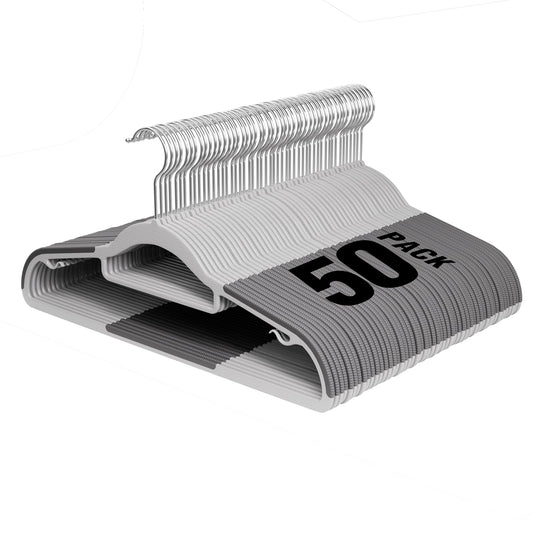 UEAKPIC - Perchas de plástico, paquete de 50, color gris claro y oscuro