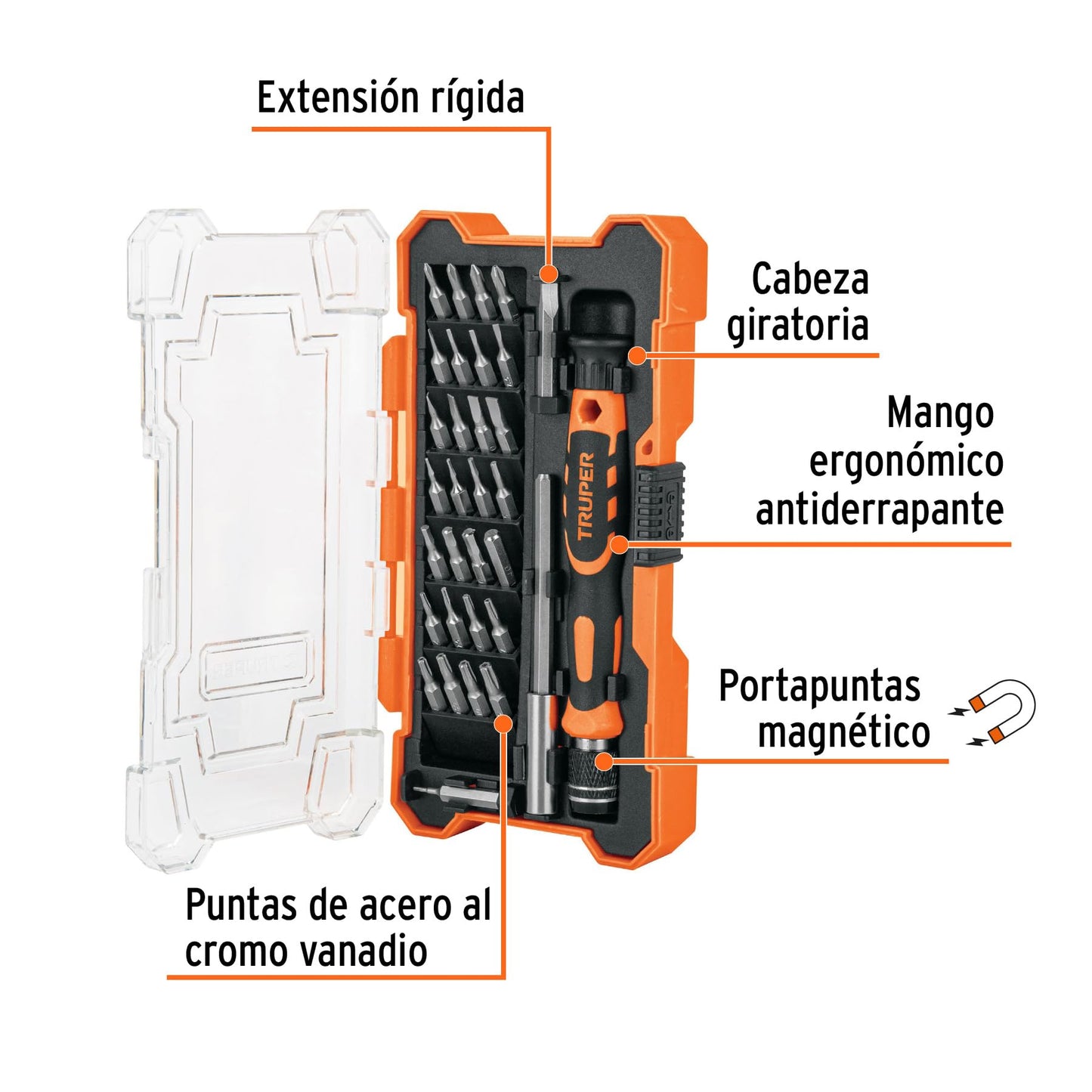 Juego de Desarmadores de Precisión Truper JOY32 Punta Intercambiable 32 Piezas