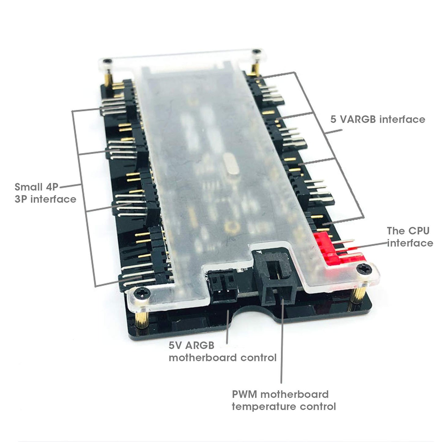 Hub ARGB + PWM, HUB ARGB de 8 vías 5V 3 pines y Hub PWM de ventilador de refrigeración de 8 vías y 4 pines, Iluminación ARGB de 1 vía 5V 3 pines y control remoto