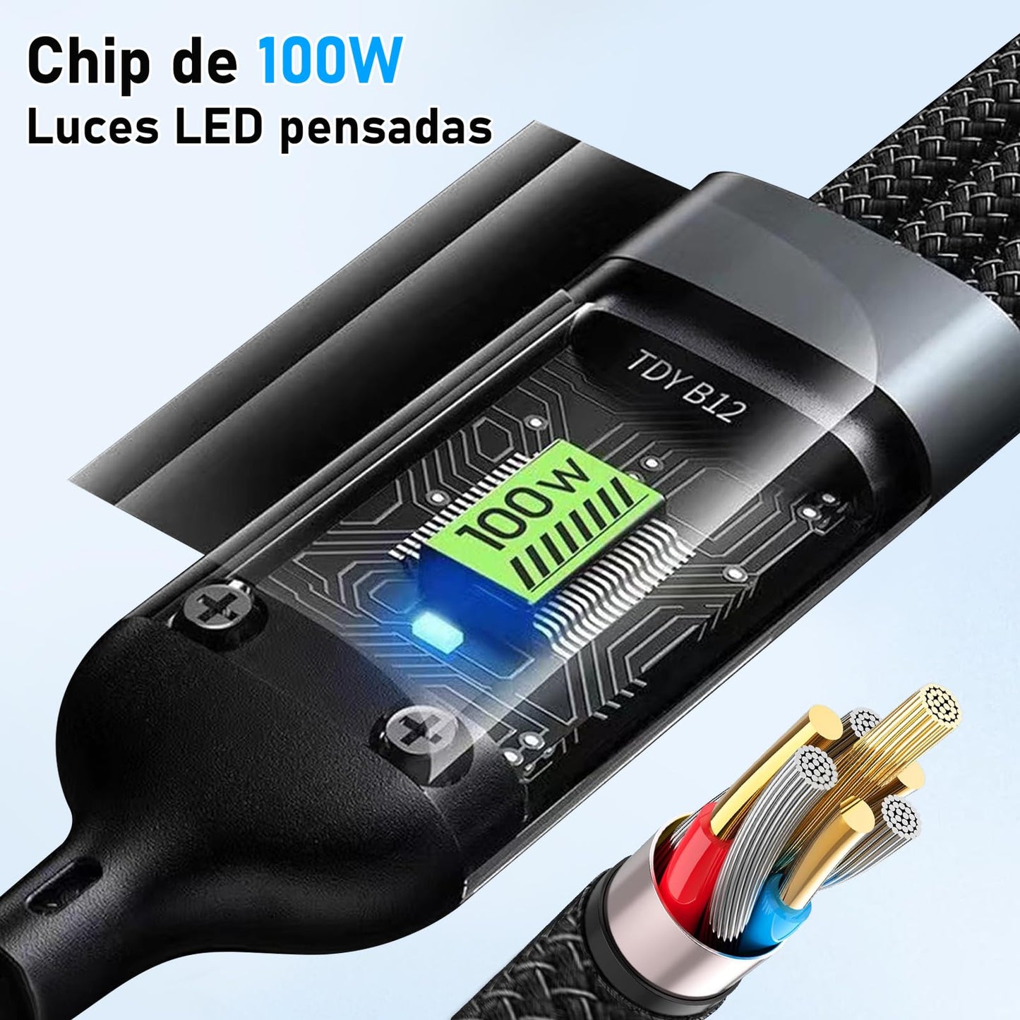 Cable de Carga Rápida USB C 100 W Ngff Carga Rápida Trenzado para iPhone16/15 Xiaomi Huawei