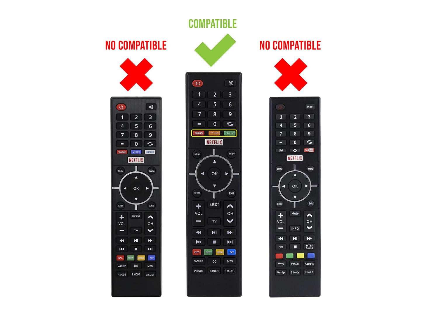 LIDERT Control Reemplazo Alux Atvio Atv3216iled Polaroid Element Smart TV Directo