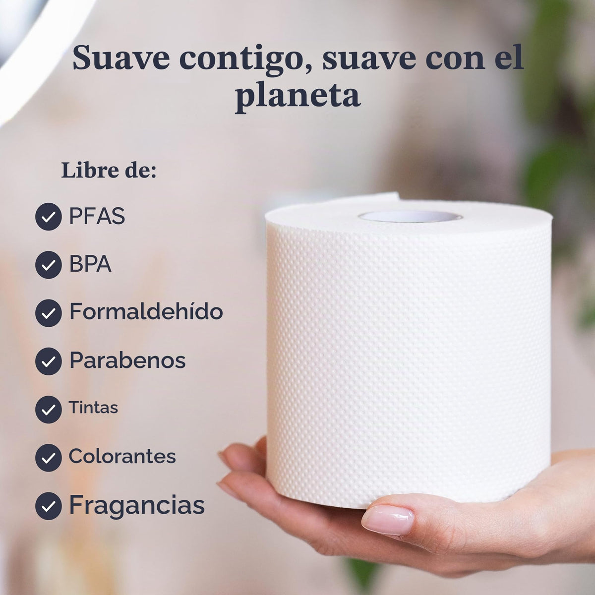 Papel Higiénico Betterway Bambú 3 Capas Sostenible y Compostable 12 Rollos Orgánico Certificado FSC