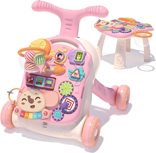 Hisemy Mesa Centro de actividades Musical para Bebe 2 en 1, Panel de Juego Extraíble Multifuncional, Juguete de Aprendizaje Musical para Bebés,Regalo para Niños y Niñas(B:Rosa)