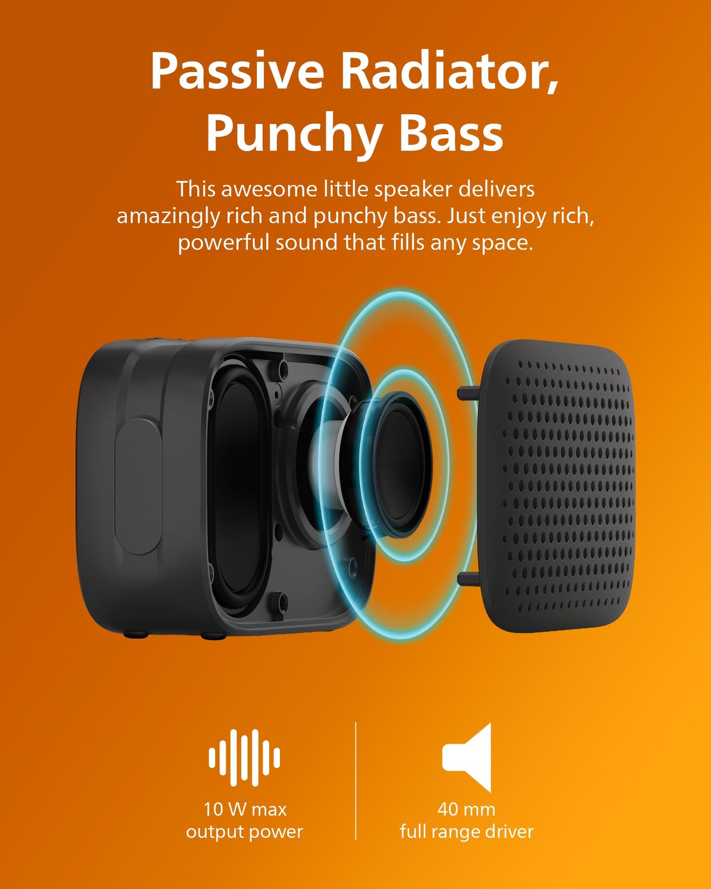 Bocina Philips Wireless portátil Speaker hasta 12 Horas de Tiempo de reproducción