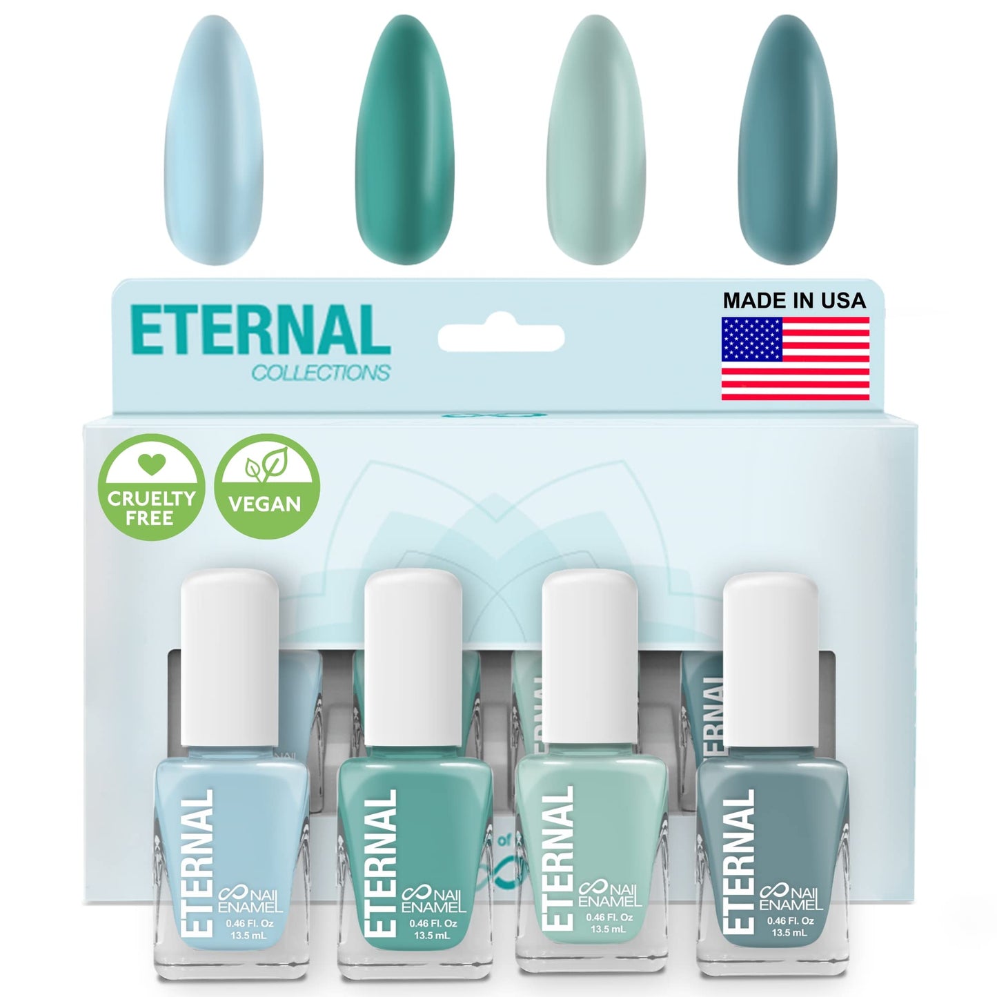 Colección – Juego de 4 piezas: Larga duración, secado rápido, esmalte de uñas de brillo espejo – endurecedor, acabado brillante y brillante – 0,46 onzas fluidas cada uno (Mindfulness)