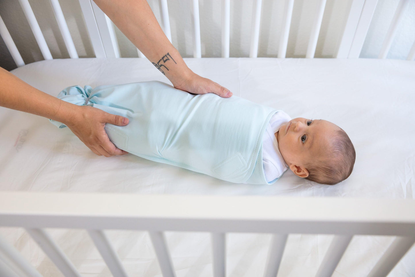 The Ollie Swaddle -- Helps to Reduce The Moro (Startle) Reflex -- Made from a Custom Designed Moisture-Wicking Material (Meadow)