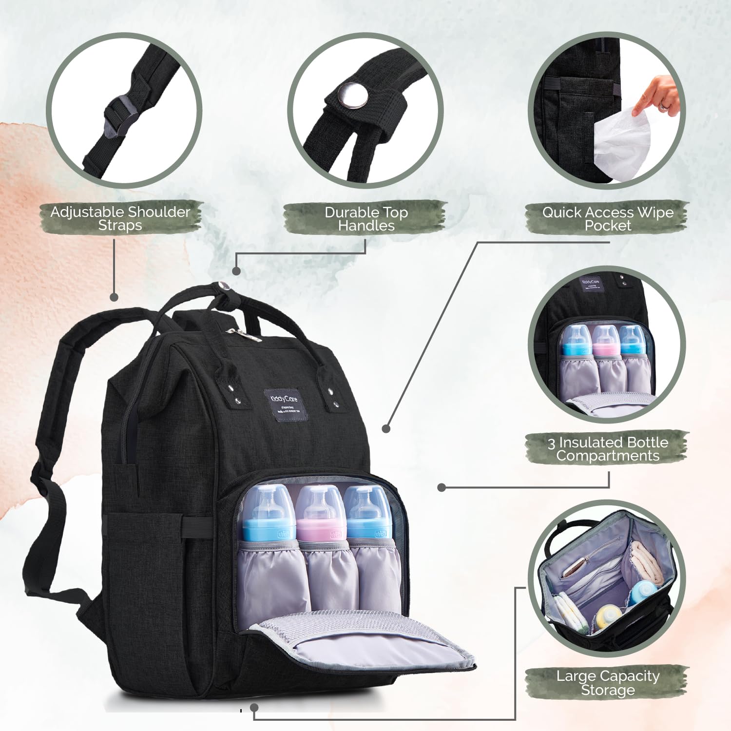 Mochila para pañales multifunción para viajar con bebé Gran Capacidad