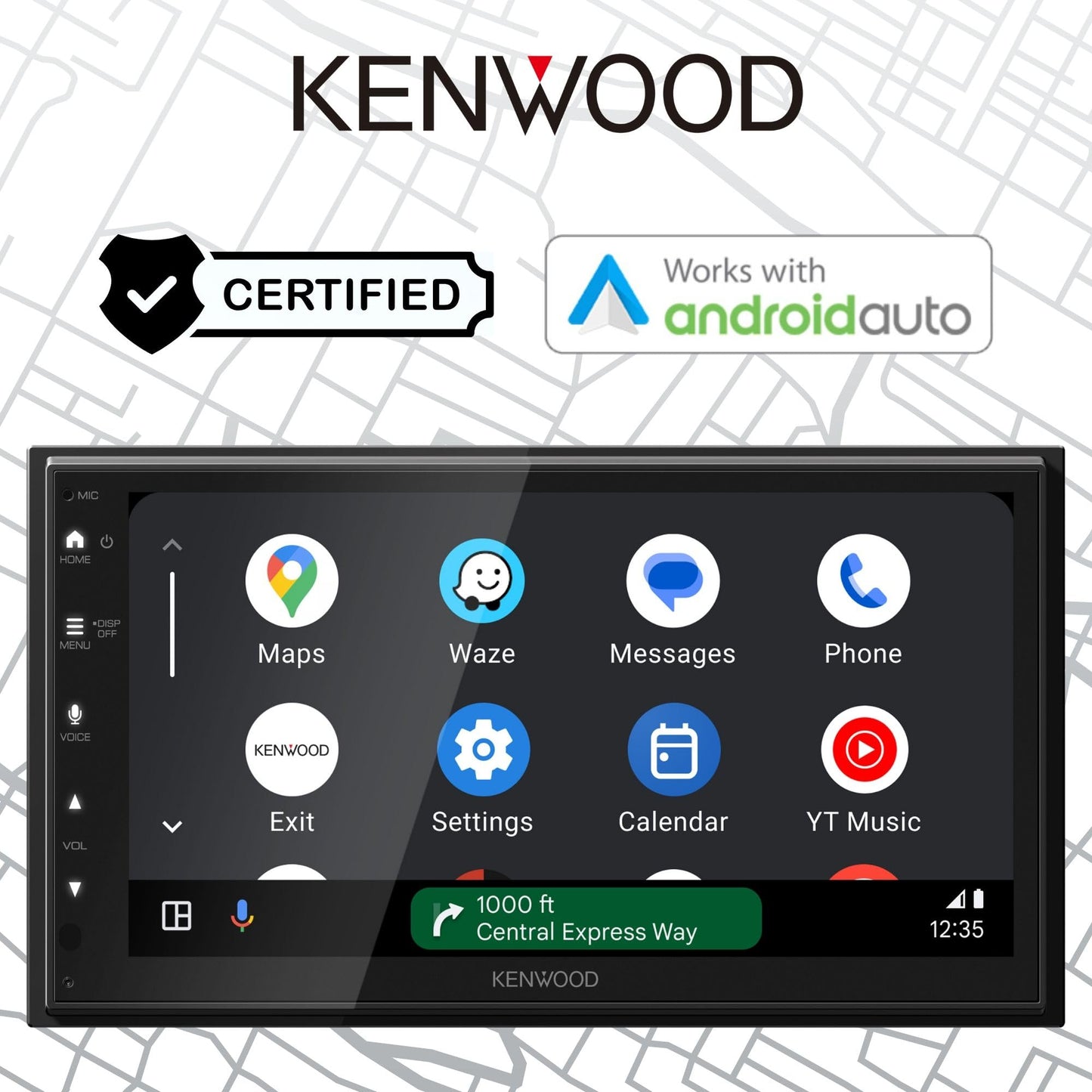 KENWOOD DMX4710S - Estéreo digital para coche (50 W x 6 Ch), compatible con Apple CarPlay y Android, unidad principal habilitada para Bluetooth con visualización LCD de 17.27 cm, visualización
