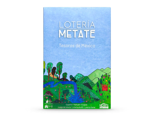 LOTERÍA METATE | Tesoros de México | Lotería Mexicana Familiar en español, náhuatl e inglés | 64 Cartas y 12 tableros