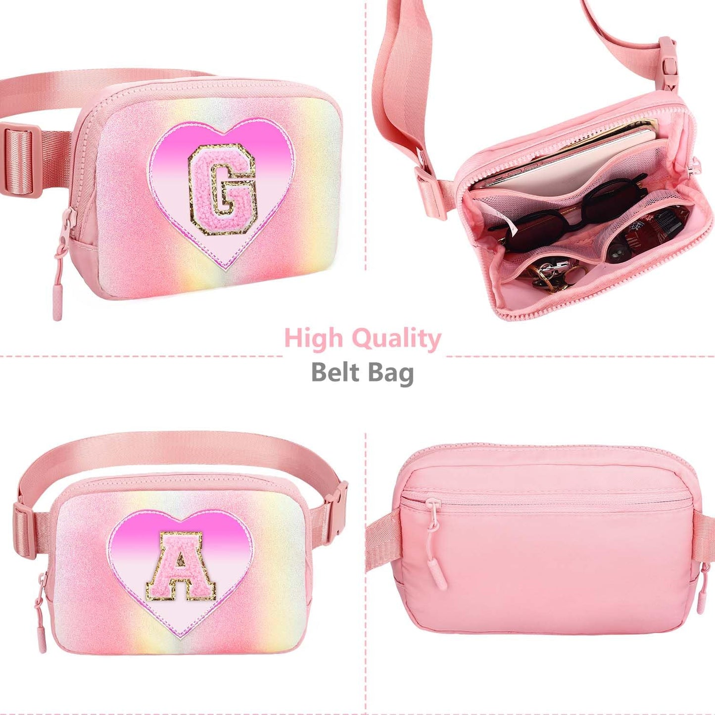 Kejea Riñonera Cruzada para Niñas y Mujeres, 8 a 12 Años, Rosa (Glitter Pink), B Taza
