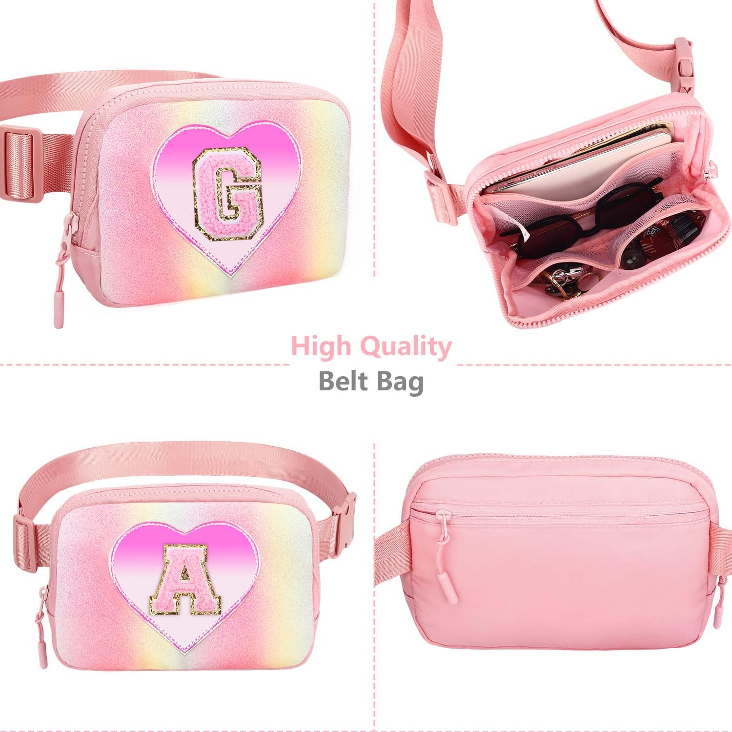 Kejea Riñonera Cruzada para Niñas y Mujeres, 8 a 12 Años, Rosa (Glitter Pink), B Taza