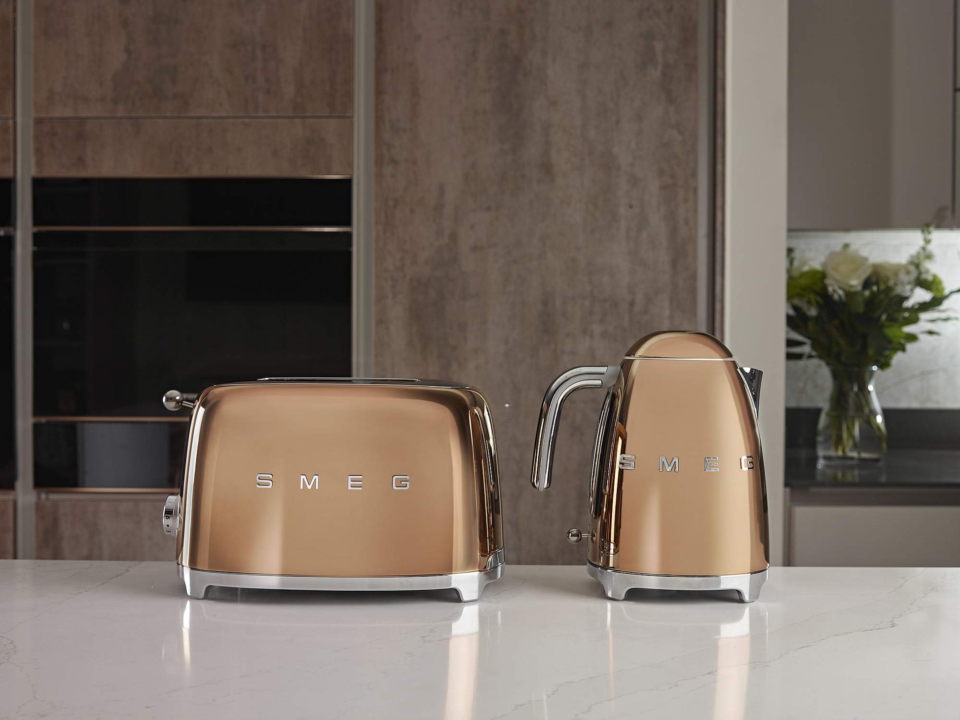Smeg TSF01RGUS Edición Limitada 50's Estilo Retro Estética tostador de 2 rebanadas Oro Rosa, Cobre