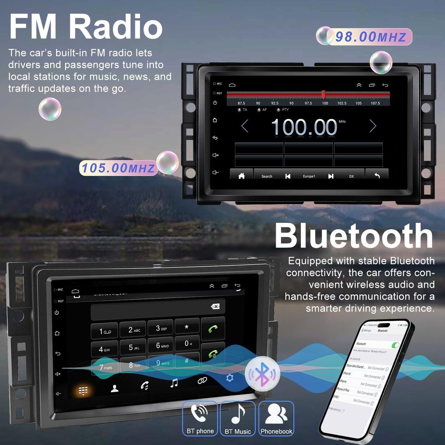 Actualización de Radio para Automóvil 5G WiFi para Chevy Chevrolet Malibu 2008 2009 2010 2011 2012, Principal Estéreo con Pantalla Táctil de 7 Pulgadas con CarPlay Inalámbrico, Android Auto, GPS