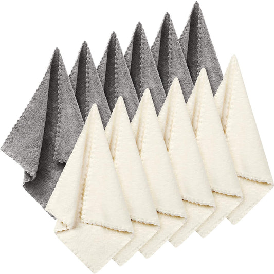 Syhood 12 Paños de Lavado de Cara Paños Desmaquillantes Toallitas Faciales de Microfibra Paño de Limpieza Facial Suave de Secado Rápido para Cara, 12 x 12 Pulgadas (Blanco, Gris)