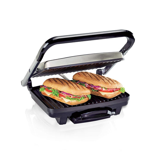 Hamilton Beach (25410) Panini Press, Sandwich Maker & Grill, Electric, 95Cooking Surface, Stainless Steel