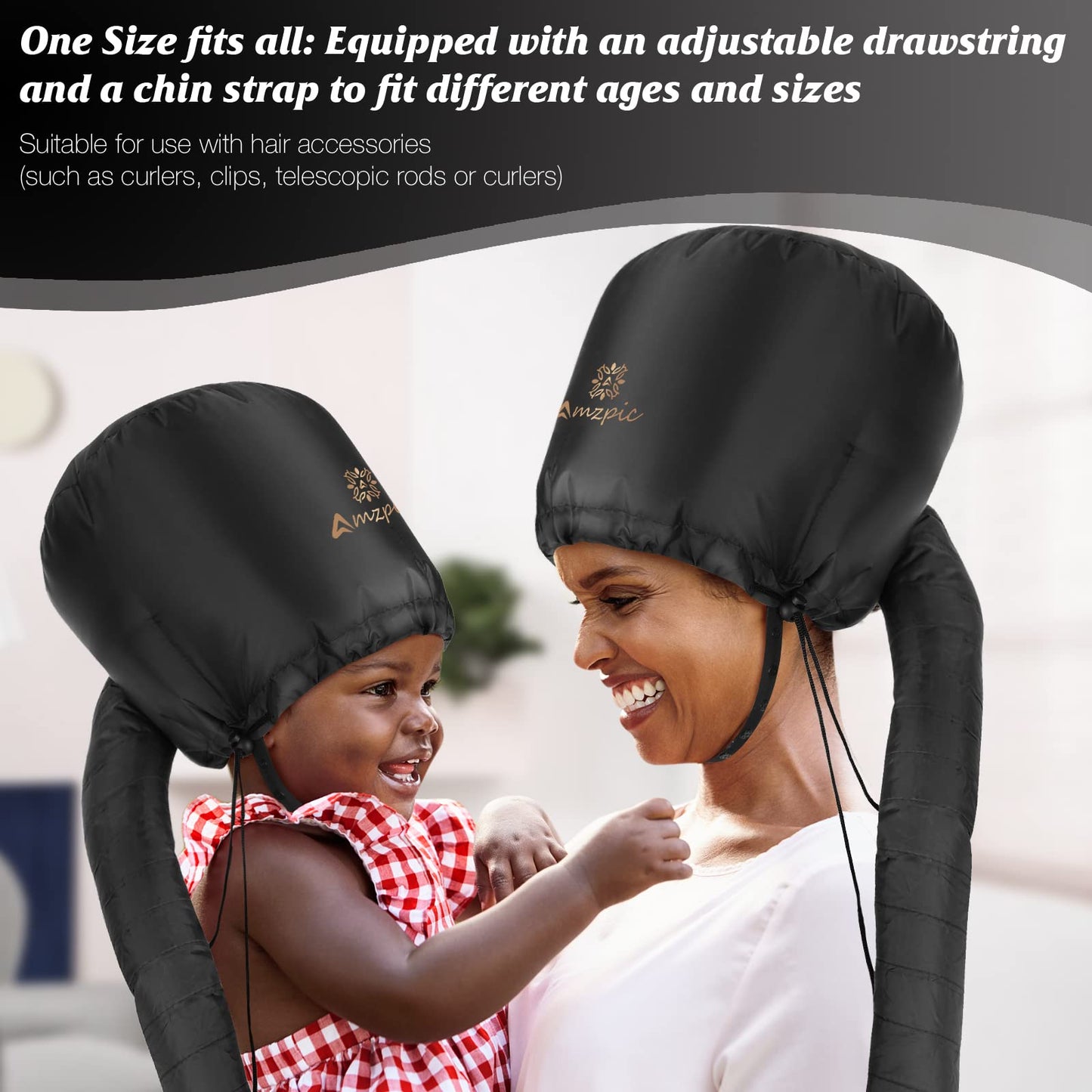 Capota de capó accesorio para secador de pelo, suave, ajustable y extragrande, secador de pelo para acelerar el tiempo de secado en casa, fácil de usar para peinar, rizar y acondicionar profundamente (negro)