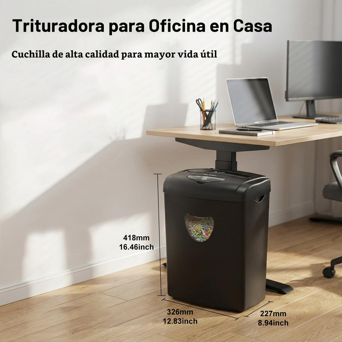 Trituradora de Papel Woolsche Negra 12 Hojas Corte Cruzado Seguridad P-4