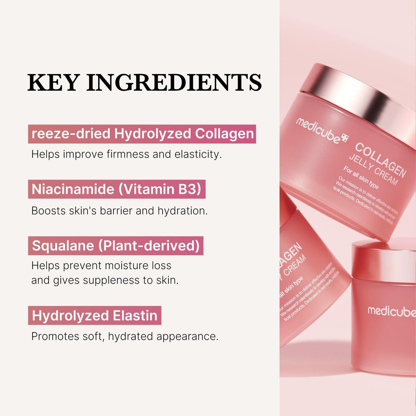 Medicube Crema de Gelatina de Colágeno- Niacinamida y Colágeno Hidrolizado Liofilizado - Aumenta La Hidratación de La Barrera de La Piel y Da Brillo 24H y Aspecto Lifado - Sin Color Artificial, Cuidad