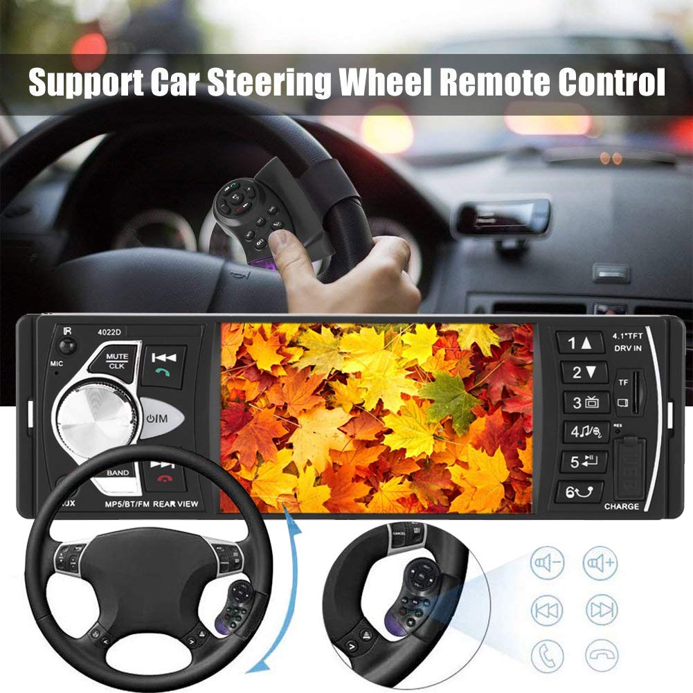 Haofy Radio Estéreo Inalámbrico para Coche con Pantalla Táctil de 4.1 Pulgadas, Cámara de Visión Trasera, Bluetooth, Reproductor MP5 Universal