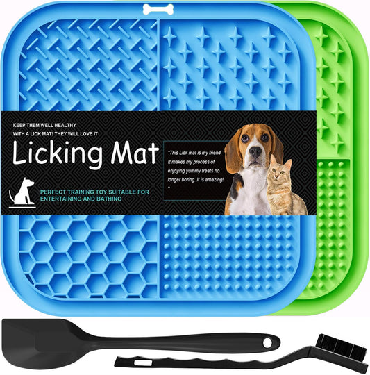 Lesipee - Tapete para lamer perros y gatos, paquete de 2 unidades, alimentador lento, para aliviar la ansiedad, juguetes para perros, tapete de alimentación para mantequilla, yogur y cacahuete, suministros para mascotas, tapete de entrenamiento para bañar