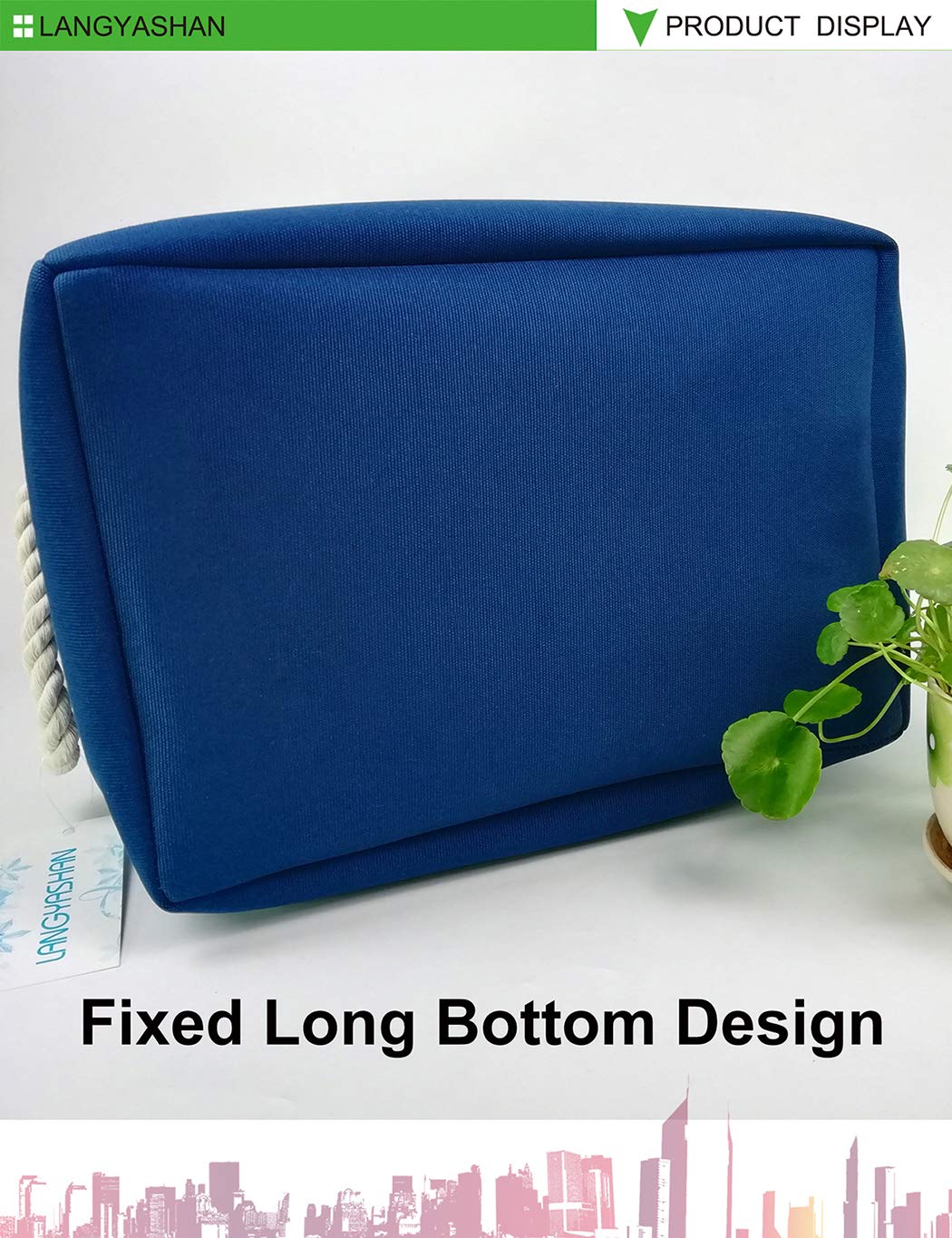 LANGYASHAN - Contenedor rectangular de almacenamiento de lona plegable con asas para organizar el hogar, cocina, niños y niñas, juguetes, oficina, clóset, cestas (juguetes marinos)