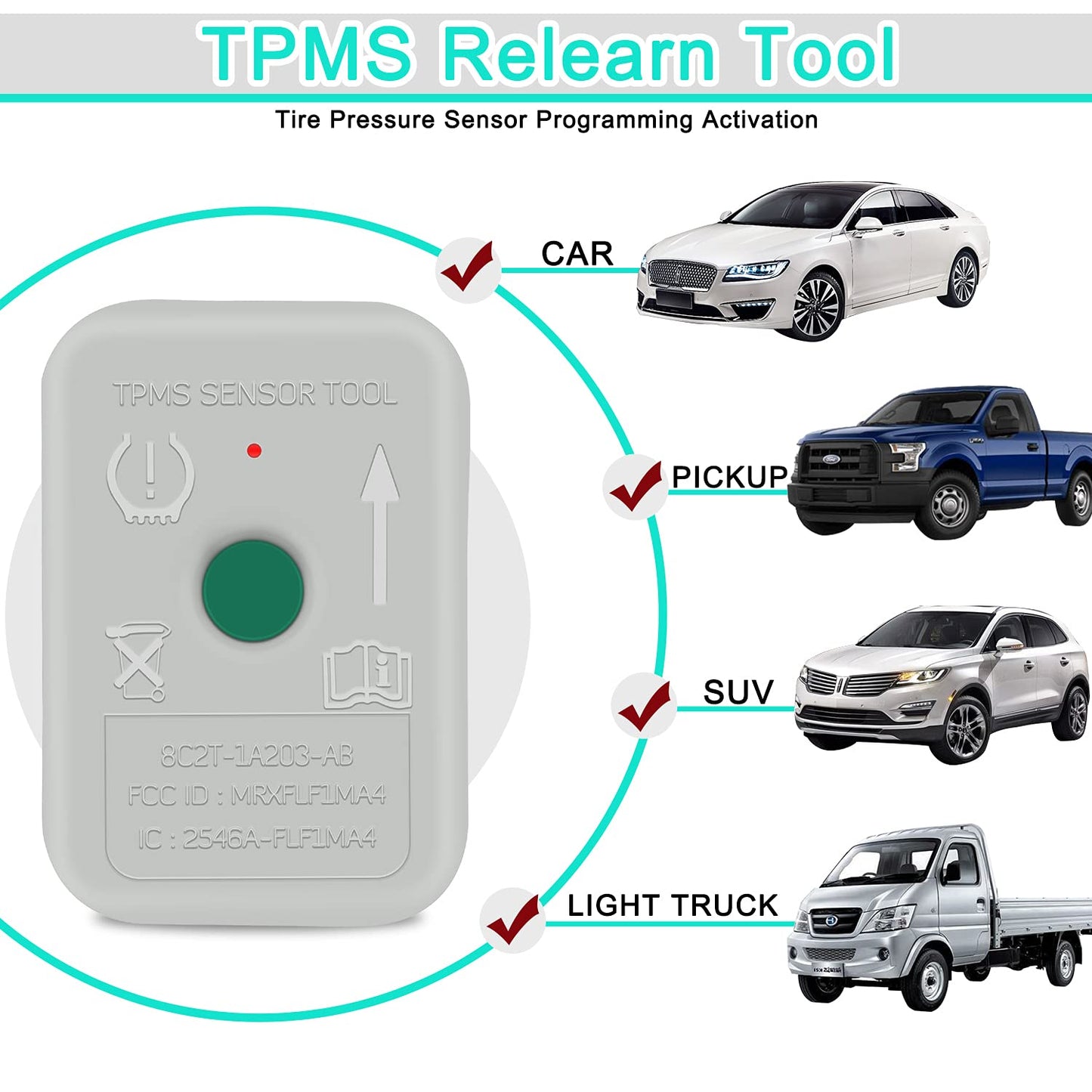JDIAG TPMS Herramienta de sensor TPMS, herramienta de reinicio TPMS para F150 Auto TPMS Reinicio Sensor Programación Herramientas de entrenamiento Sistema de monitoreo de presión de neumáticos