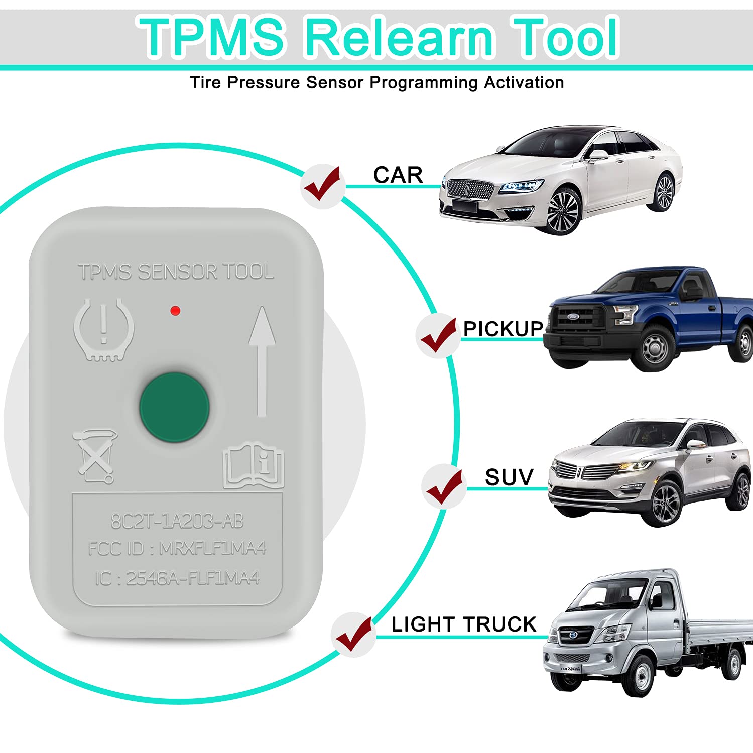 JDIAG TPMS Herramienta de sensor TPMS, herramienta de reinicio TPMS para F150 Auto TPMS Reinicio Sensor Programación Herramientas de entrenamiento Sistema de monitoreo de presión de neumáticos