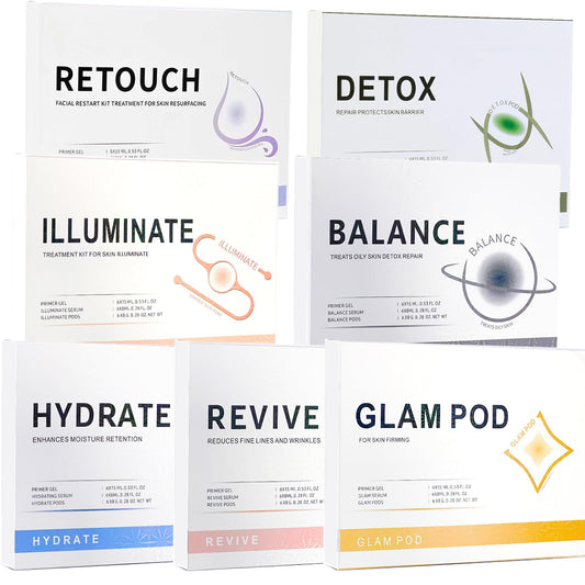 YMEYFAN- Contiene 7 tipos de cajas de esencias: Illuminate, Glam, Revive, Balance, Hydrate, Detox, Retouch. Cada caja tiene diferentes efectos. Beneficiosa para todo tipo de piel.