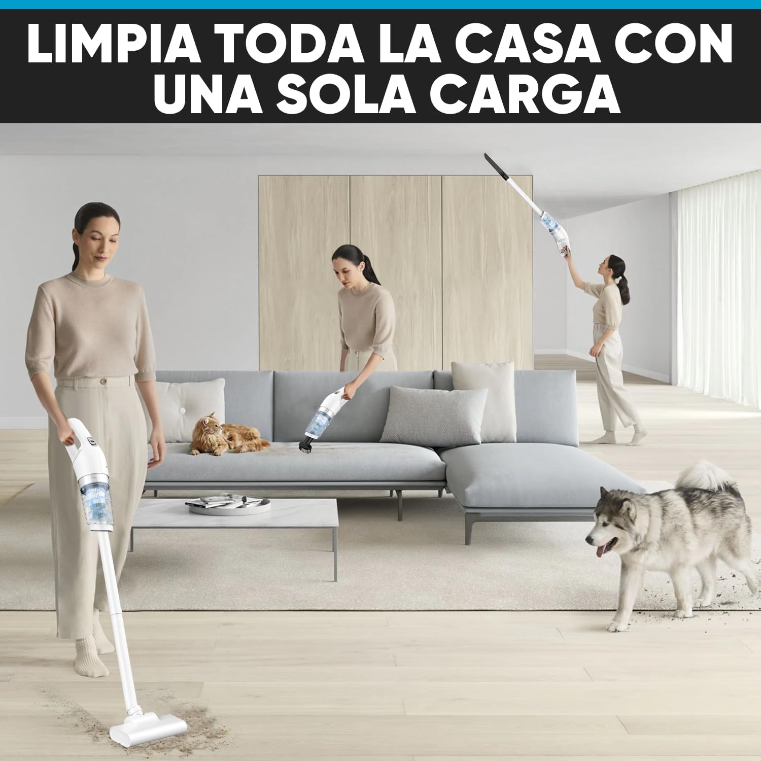 sdlogal LT-113CG Aspirador de Mano portátil inalámbrico para hogar automóvil Color Blanco