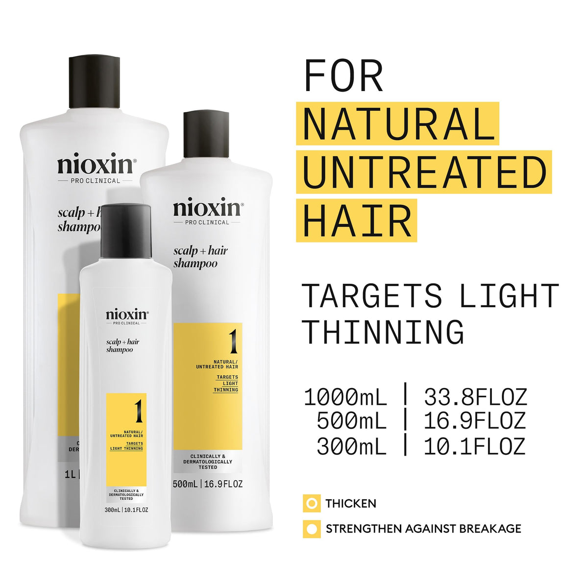 Nioxin Cleanser Shampoo System 1 for Fine Hair with Light Thinning, 33.8 Ounce