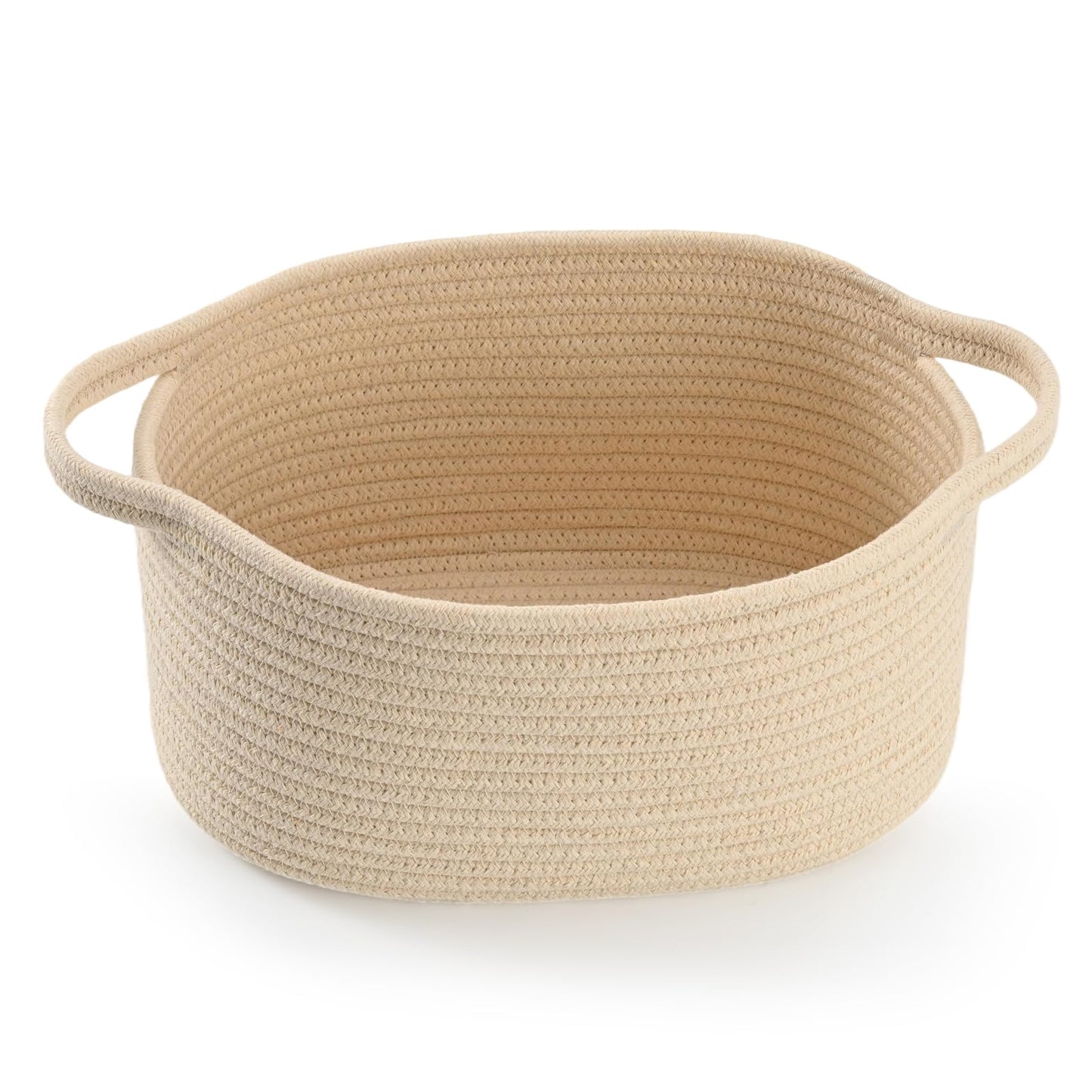 Happyiren - Cesta de regalo tejida con asa, cesta de regalo vacía color beige para guardería, regalos de baby shower, cumpleaños, boda, cubeta de almacenamiento decorativo para juguetes, pañales