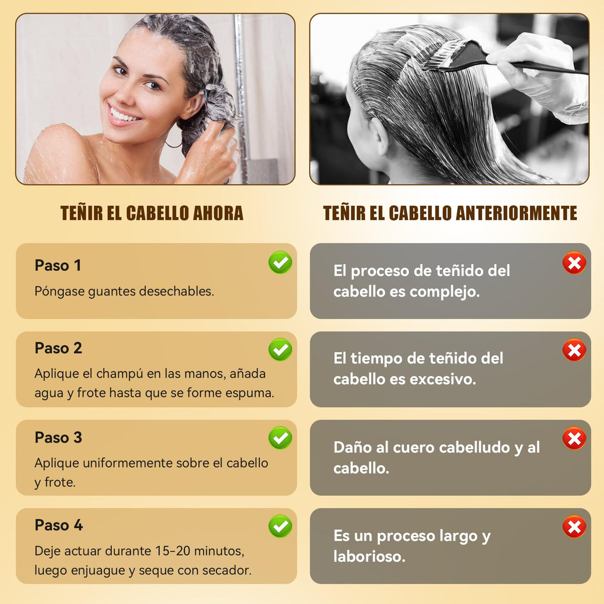 Marrón Castaño Hair Dye Shampoo, Shampoo Hair Dye, Champú Tinte Instantáneo 4 En 1, Suave y delicado, Cobertura de Canas, larga duración, Adecuado Para HombresY mujeres(Marrón castaño)
