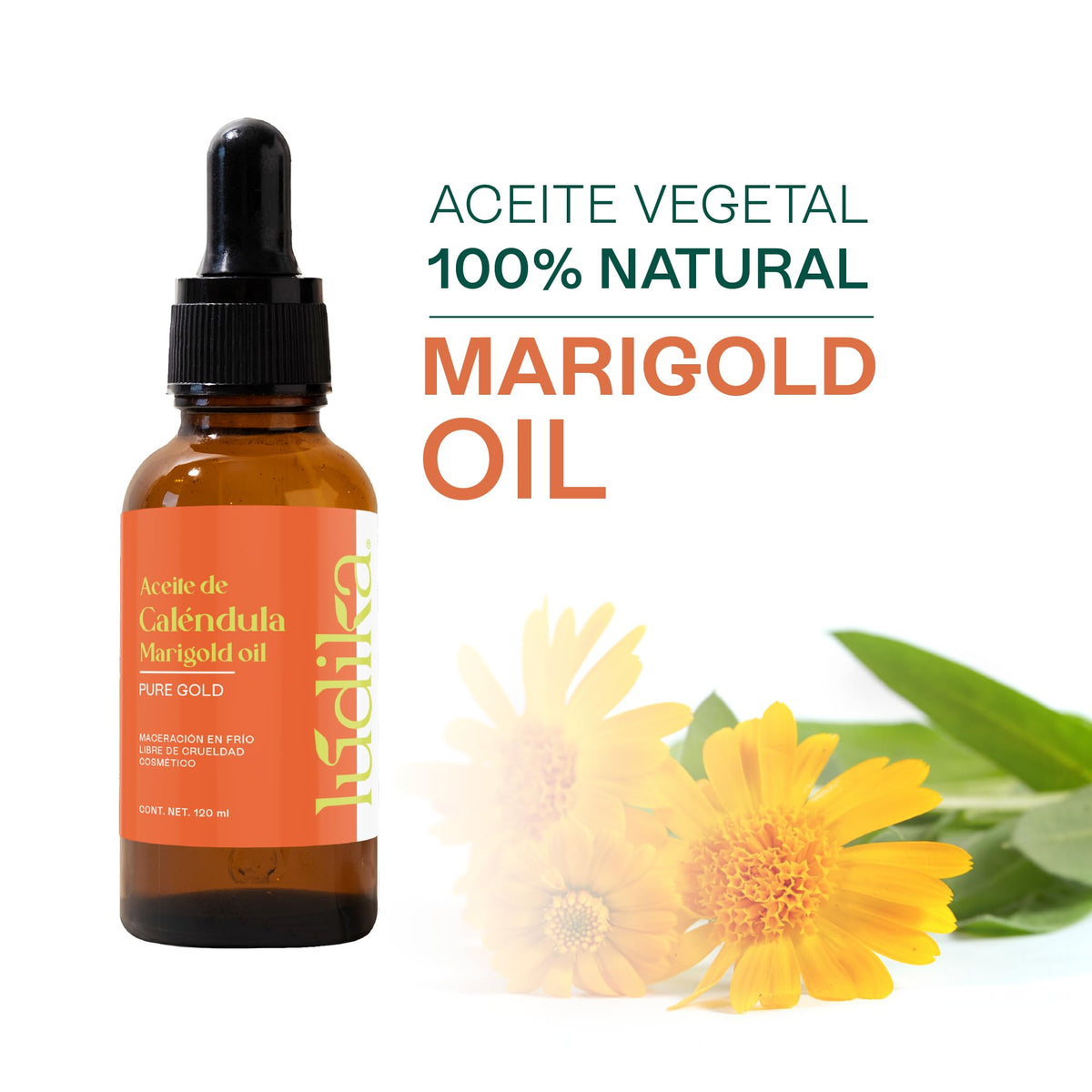 HEBBE Aceite de Caléndula 120 ml | Calma Post Exposición Solar | Prensado En Frío Uso Cosmético | Ideal Para Piel Sensible