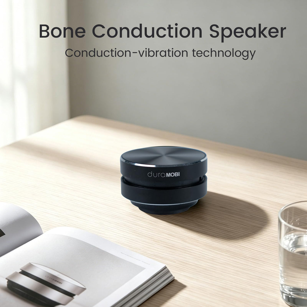 Altavoz Bluetooth bocoice Negro Mini Conducción Ósea Estéreo Magnético con Micrófono y Radio FM