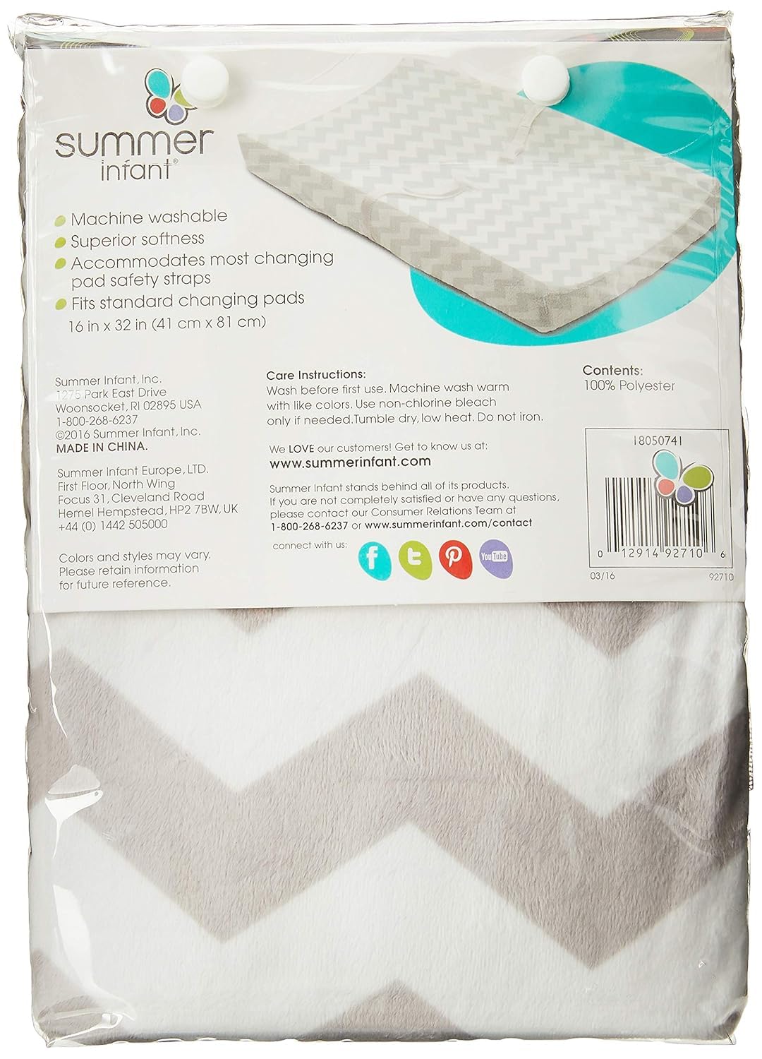 Funda para Cambiador Summer Infant Rayado en V