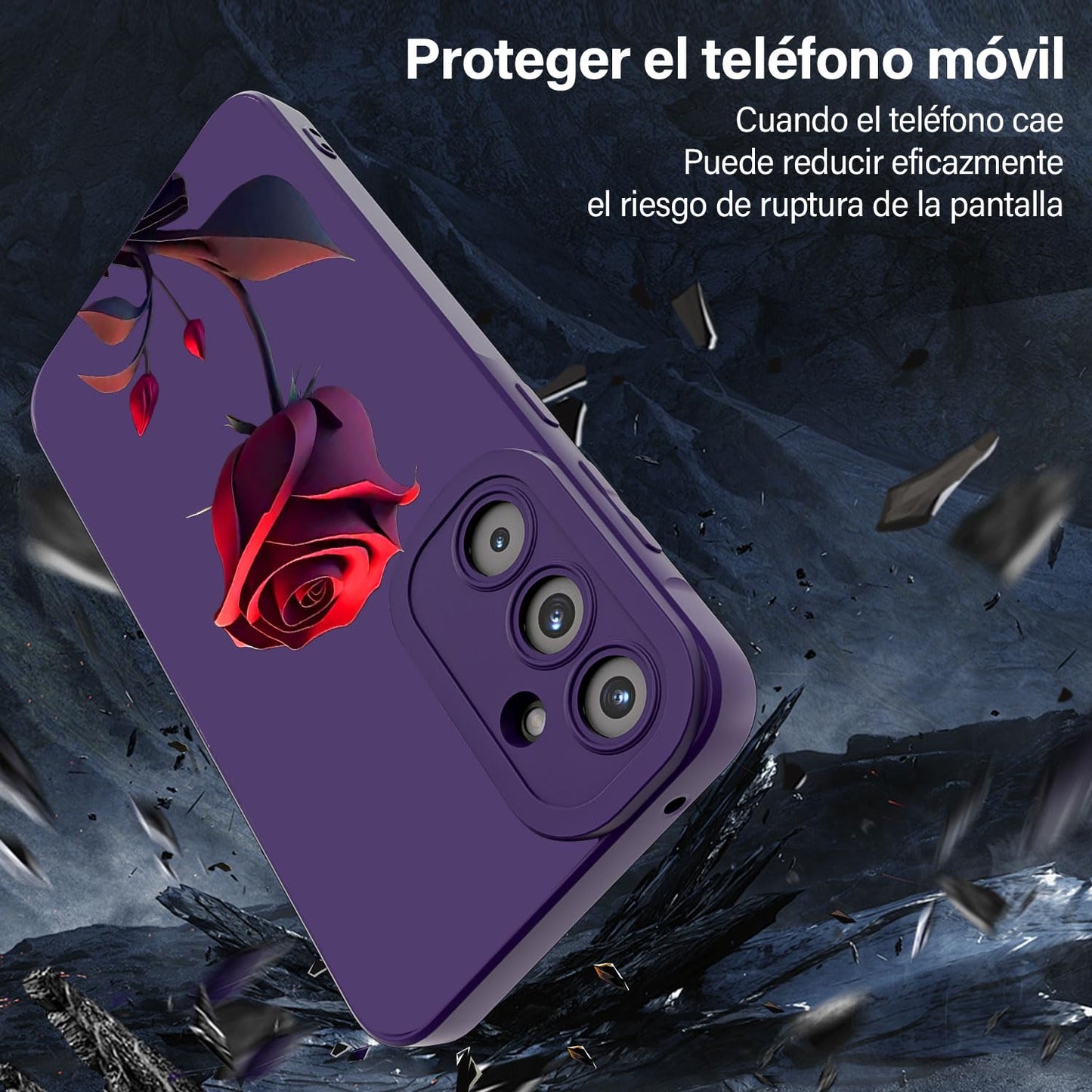 Threehao Funda para Samsung Galaxy S23 FE Case Uso Rudo, Ultra Delgado Flexible Silicona Púrpura Carcasa con Aesthetic Dibujos Flores, Antigolpes Anti-arañazos Protectora