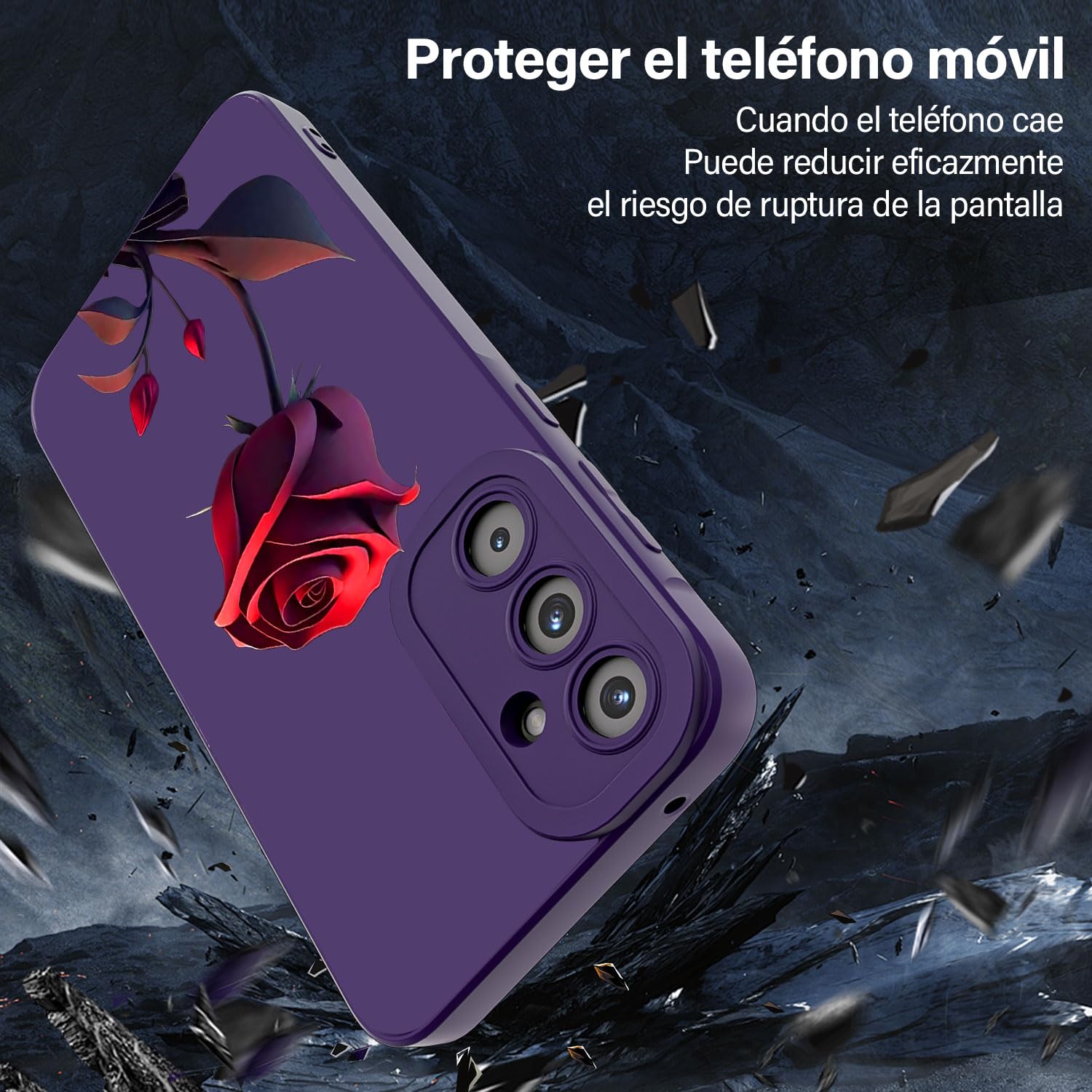 Threehao Funda para Samsung Galaxy S23 FE Case Uso Rudo, Ultra Delgado Flexible Silicona Púrpura Carcasa con Aesthetic Dibujos Flores, Antigolpes Anti-arañazos Protectora