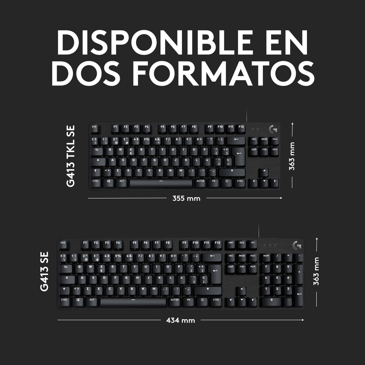 Teclado Mecánico Gaming Logitech TKL Aluminio Negro Retroiluminado Blanco