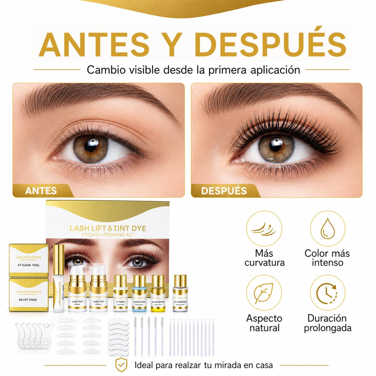 Kit de Pestañas Permanentes, Lash Lifting Kit con Permanente en Frío, Seguro y Rápido, Rizado de Larga Duración de 3 Meses, Imprescindible para el Salón en Casa, Adecuado para Todo Tipo de Pestañas