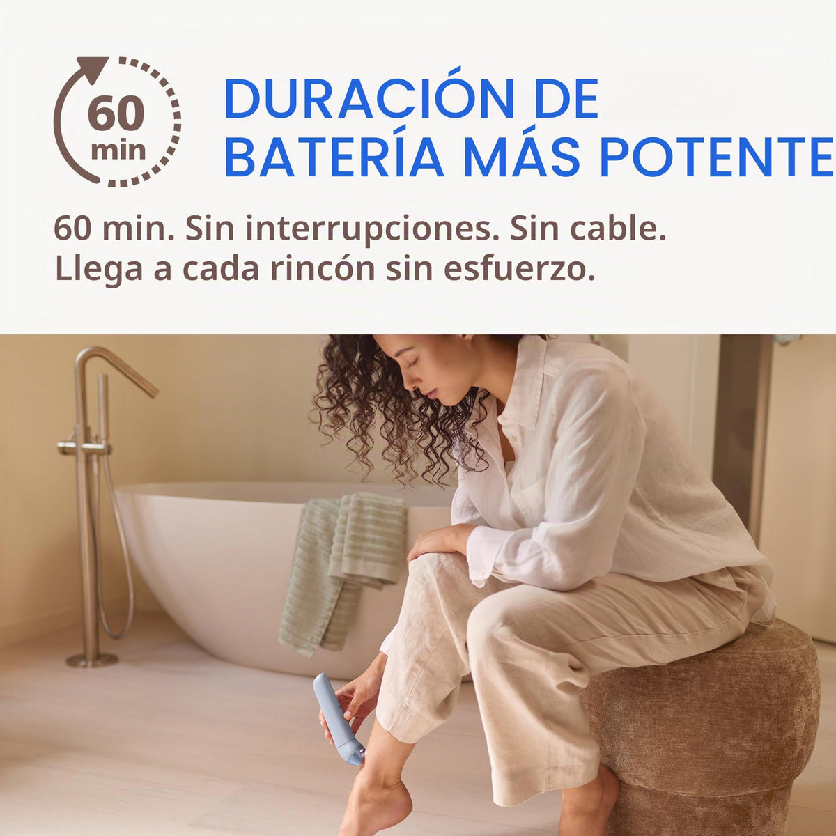 Depiladora Philips Serie 8000 - Depiladora eléctrica inalámbrica para uso en seco y húmedo, para depilación de piernas y cuerpo, con ProGuide, 3 accesorios, 60 min. de duración, Modelo BRE708/00
